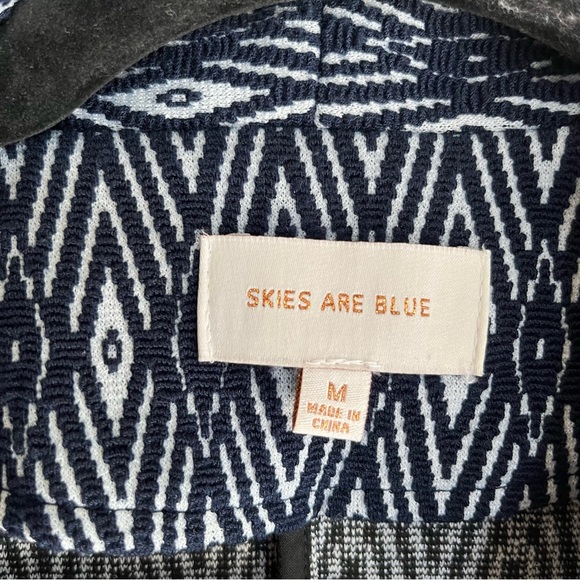 Skies Are Blue Blazer Navy Blue Sz Med Suit Jacket Geometric EUC - Picture 2 of 4